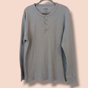 Rhone Grey Button-Snap Cotton Waffle Knit Thermal Henley Size XL Cozy Lounge